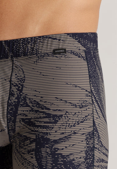 Fancy Micro Quick Dry Long Boxer Brief | Striped Palm Print 73125-3015